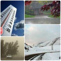 بارندگی 35 میلیمتری در نوچمن/ برف 20 سانتیمتری در درازنو/ توفان با سرعت 90 کیلومتر درساعت در مراوه تپه