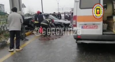 امدادرسانی آتشنشانی شهرداری گرگان در حادثه تصادف بامداد جمعه