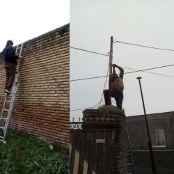 نوسازی کابل شبکه ی هوایی مخابرات در روستای خواجه نفس شهرستان گمیشان