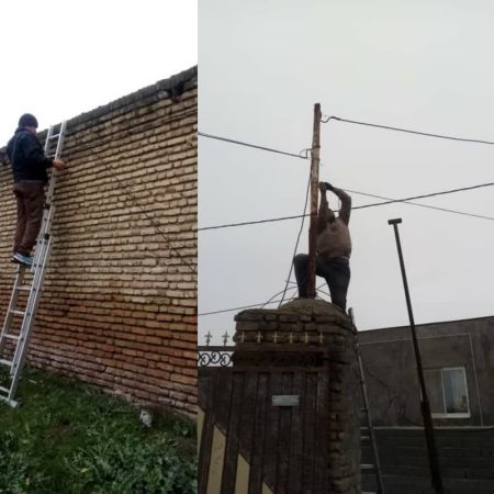 نوسازی کابل شبکه ی هوایی مخابرات در روستای خواجه نفس شهرستان گمیشان