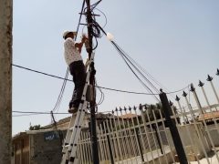 عملیات بازسازی مخابرات در روستای قلعه قره جلر شهرستان گمیشان