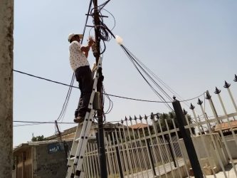 عملیات بازسازی مخابرات در روستای قلعه قره جلر شهرستان گمیشان