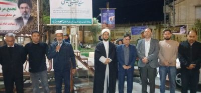 برپایی موکب و حضور کارکنان امور آبفا گمیشان در اجتماع بزرگ اعلام بیعت با سومین رهبر انقلاب