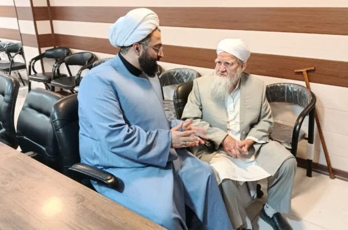 دیدار حجت‌الاسلام دیلم با روحانی پیشکسوت ترکمن‌صحرا حاج‌آخوند آنه‌قلی بلاش