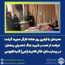 عیادت از همسر شهید جنگ تحمیلی رمضان در بیمارستان خاتم الانبیاء (ص) گنبدکاووس