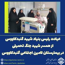 عیادت رئیس بنیاد شهید گنبدکاووس از همسر شهید جنگ تحمیلی در بیمارستان خاتم الانبیاء (ص) گنبدکاووس
