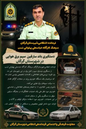 فرمانده انتظامی شهرستان گرگان از دستگیری دو سارق سیم وکابل برق در این شهرستان خبر داد