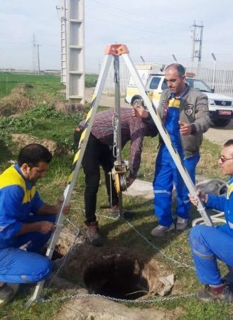برگزاری مانور ورود به حوضچه غیرمدفون ورفع نشتی توسط اداره گاز شهرستان مینودشت