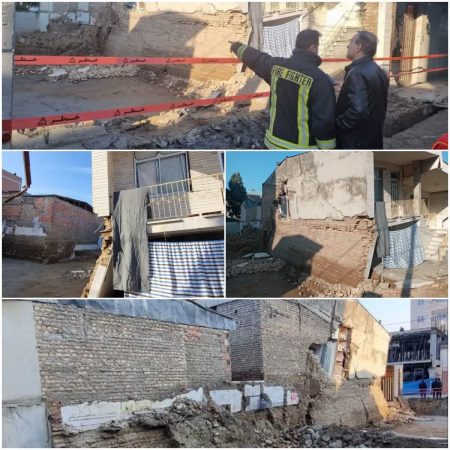 ریزش بخشی از یک منزل مسکونی در مجاورت گودبرداری