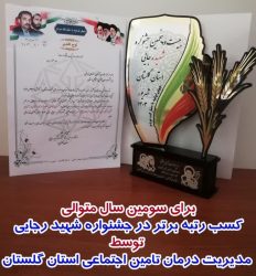 کسب رتبه برتر در جشنواره شهید رجایی استان برای سومین سال متوالی توسط مدیریت درمان تامین اجتماعی استان گلستان