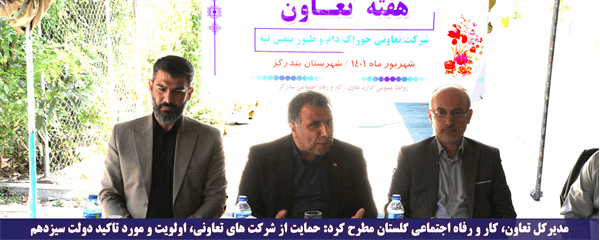 مدیرکل تعاون، کار و رفاه اجتماعی گلستان : حمایت از شرکت های تعاونی، اولویت و مورد تاکید دولت سیزدهم
